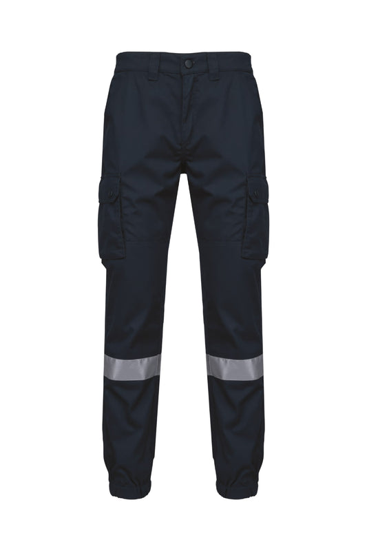 Pantalon cargo unisexe avec bas élastiqué et bande réfléchissante