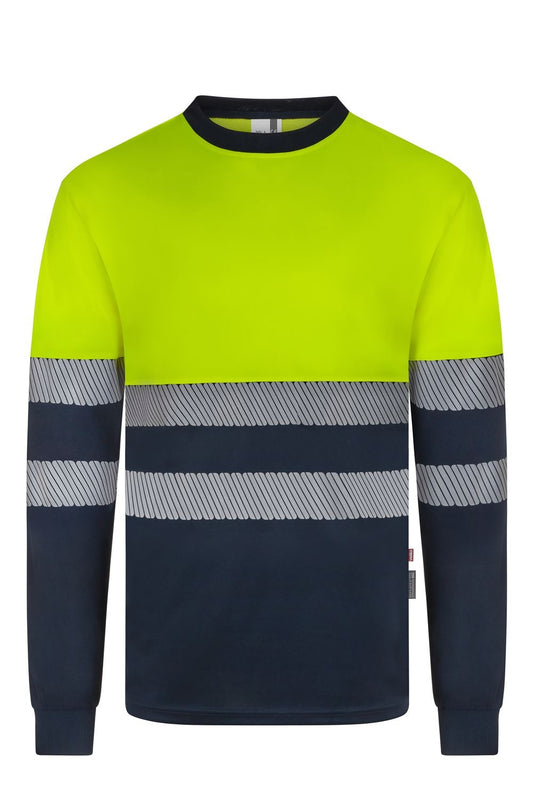 T-shirt haute visibilité bicolore manches longues en polyester recyclé