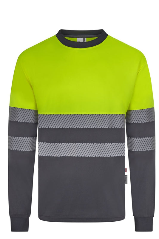 T-shirt haute visibilité bicolore manches longues en polyester recyclé