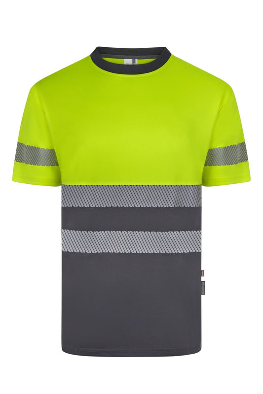 T-shirt haute visibilité bicolore manches courtes en polyester recyclé