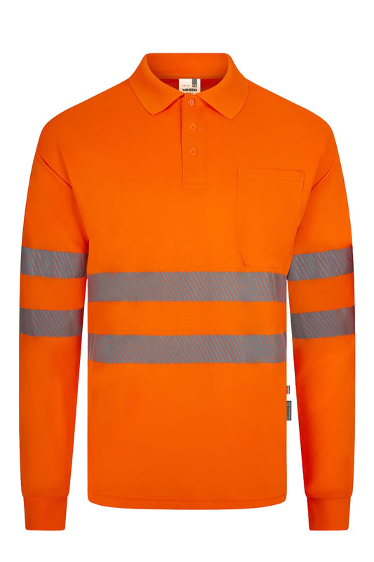 Polo haute visibilité manches longues en polyester recyclé