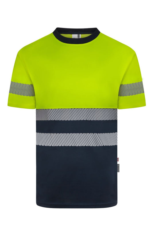 T-shirt haute visibilité bicolore manches courtes en polyester recyclé