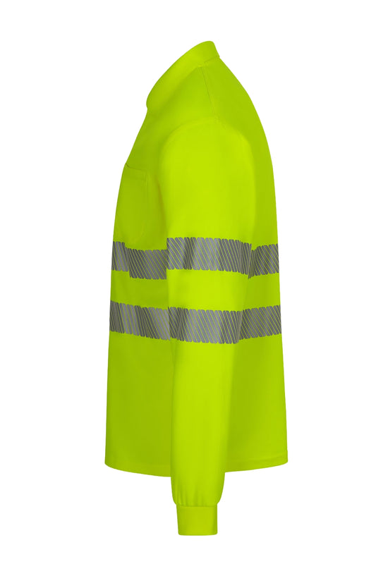 Polo haute visibilité manches longues en polyester recyclé